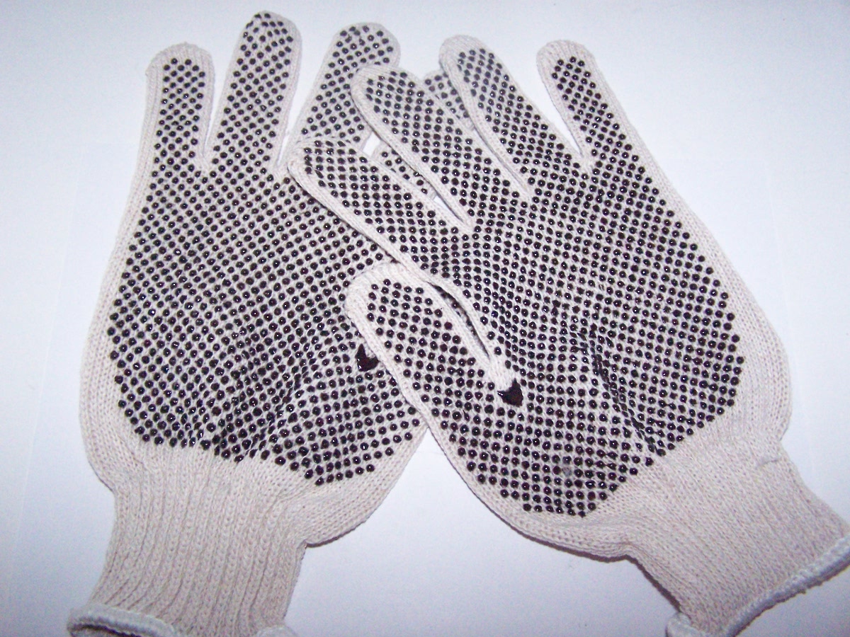 DOTTED KNIT GLOVES LG