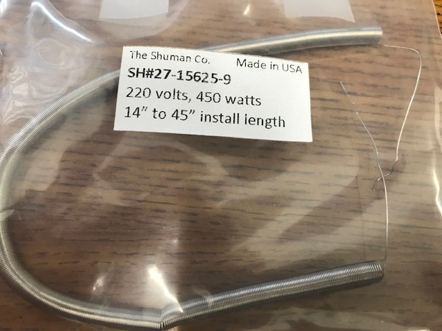 COIL 9.4″ LONG .014 (SHUMAN WIRE) .197 OD 220V 493W 2″ END